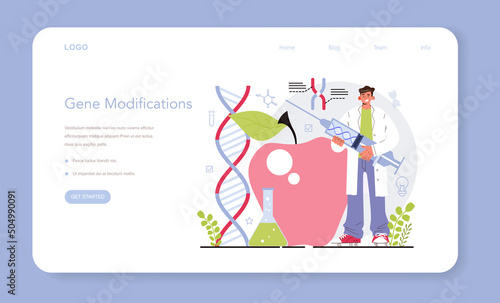 Bioengineering web banner or landing page. Biotechnology