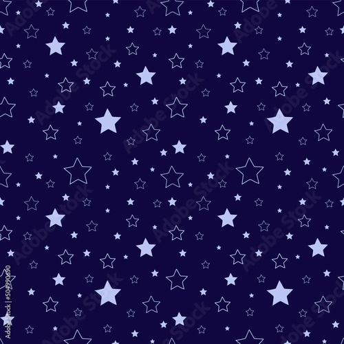 A set of seamless patterns with stars. The starry night sky. 1000x1000, Vector graphics.
