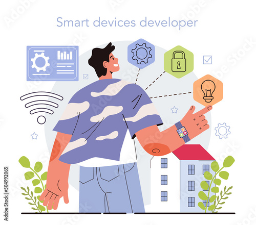 Internet of things development. Idea of smart wireless electronics.