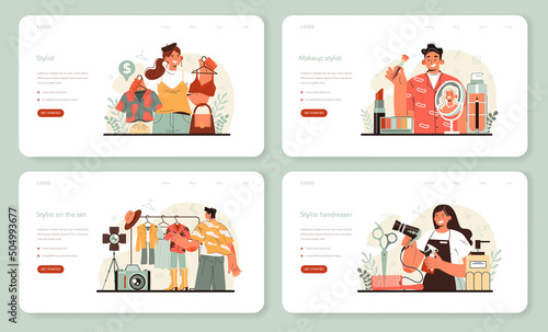 Fashion stylist web banner or landing page set. Modern, creative job
