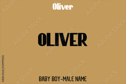 Foto Bold Calligraphy Text Sign of Baby Boy Name  Oliver