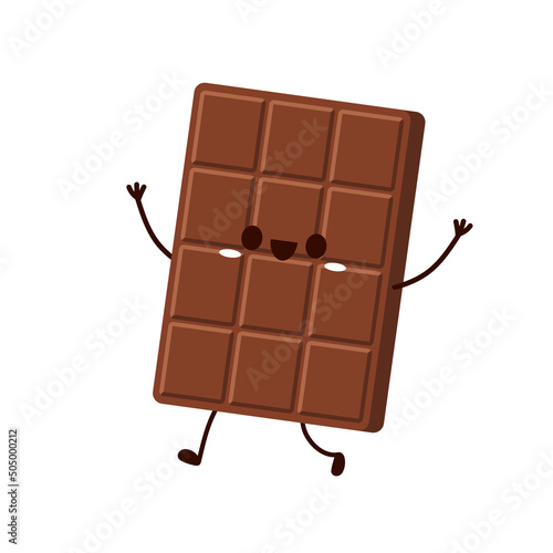 Cute and funny chocolate bar character. Chocolate mascot.