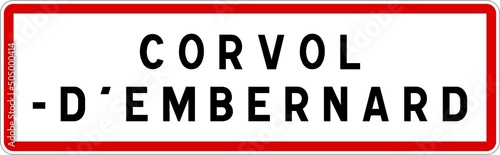 Panneau entrée ville agglomération Corvol-d'Embernard / Town entrance sign Corvol-d'Embernard