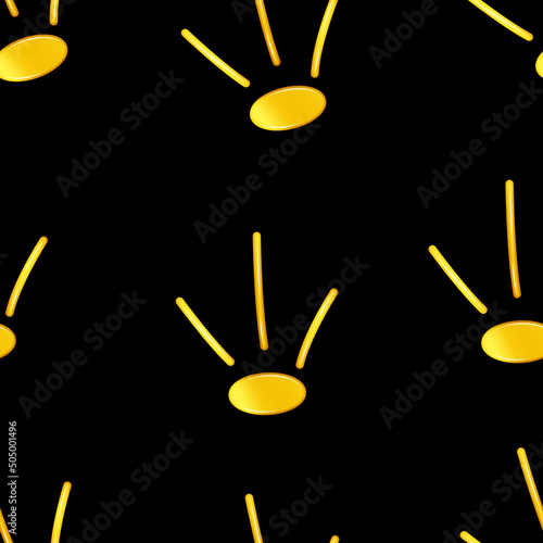 Seamless pattern of golden crowns on black background. Vector illustration