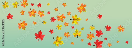 Red Floral Background Green Vector. Foliage Realistic Texture. Autumnal Collection Leaf. Flying Plant Frame.
