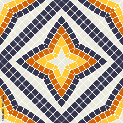 Ancient mosaic seamless pattern. Decorative antique stone ornament.