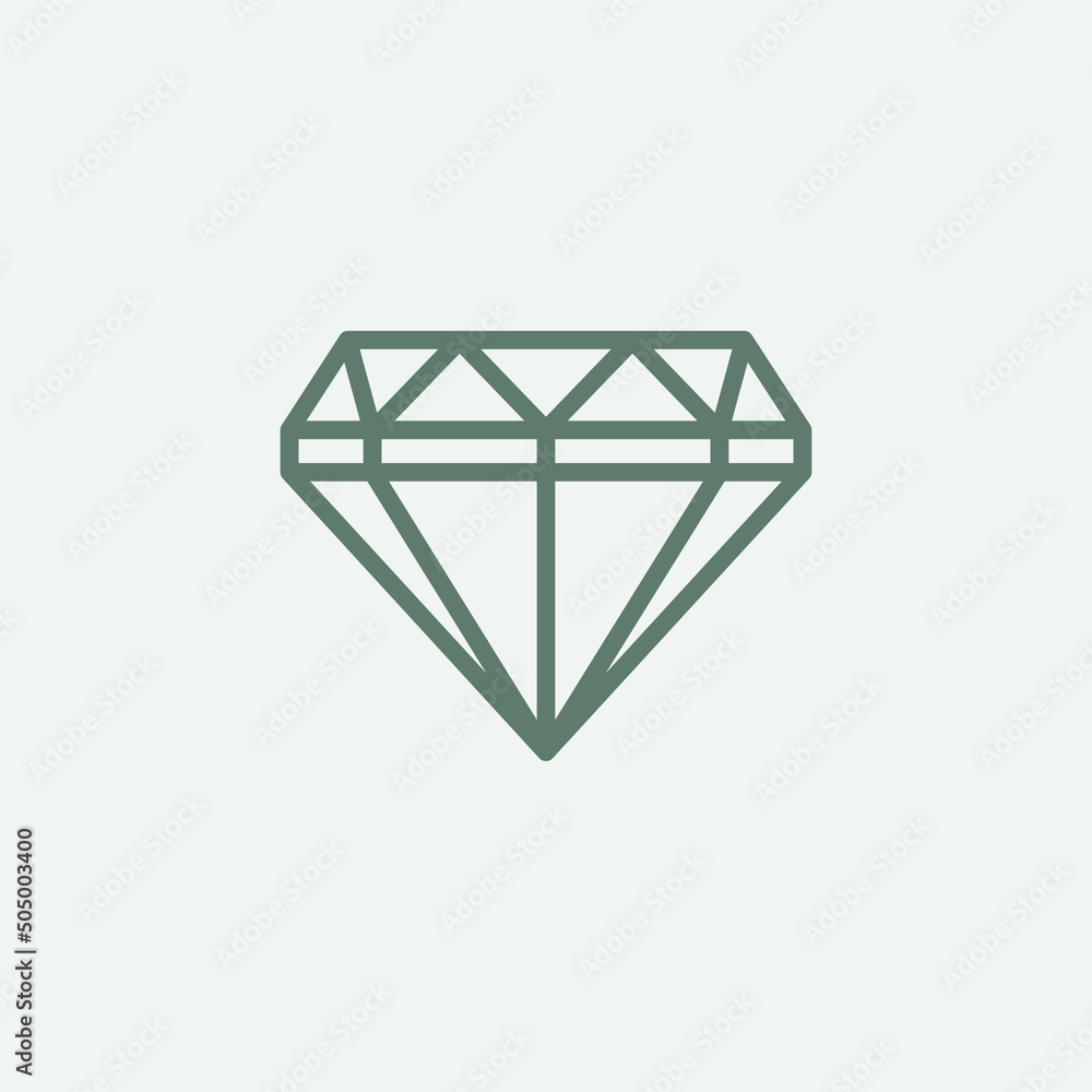 Diamond line icon. Gemstone symbol. Faceted crystal sign. Vector illustration Diamond line icon. Gemstone symbol. Faceted crystal sign. Vector illustration