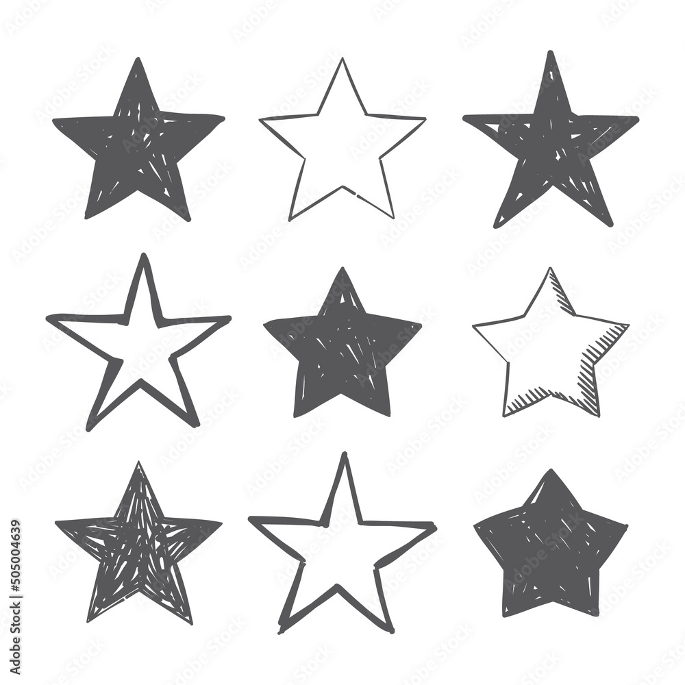 Star doodle collection. Hand drawn stars. Star doodle collection. Hand drawn stars.
