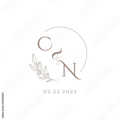 Letter CN wedding initial logo design