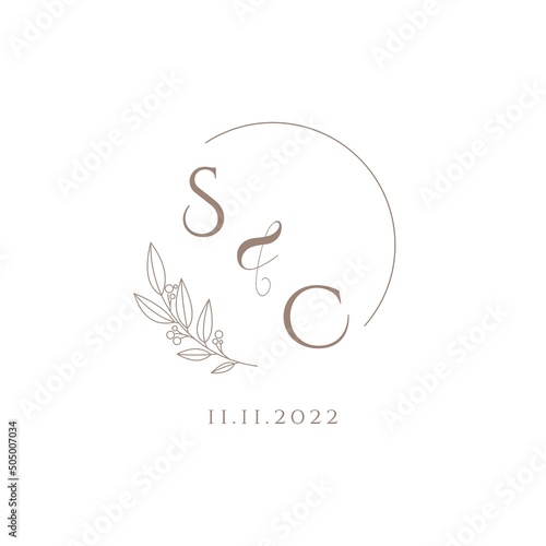 Letter SC wedding initial logo design