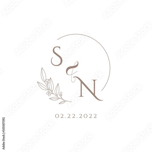 Letter SN wedding initial logo design