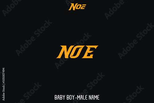 Baby Boy Name " Noe " Text Lettering Bold Calligraphy Text