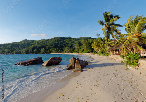 Beautiful Anse Takamaka beach  Mahe Island  Seychelles