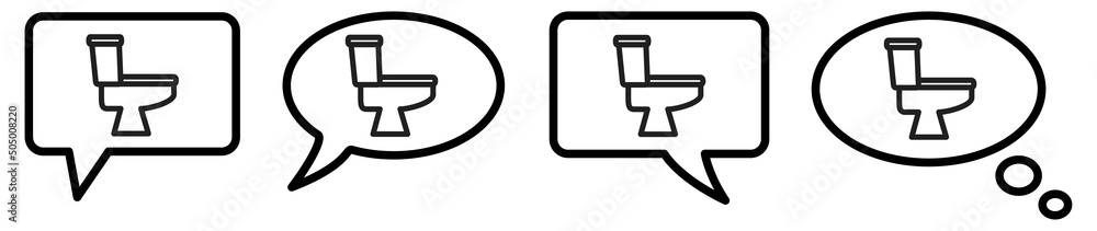 Toilet icon in speech bubble, different version Toilet icon in speech bubble, different version