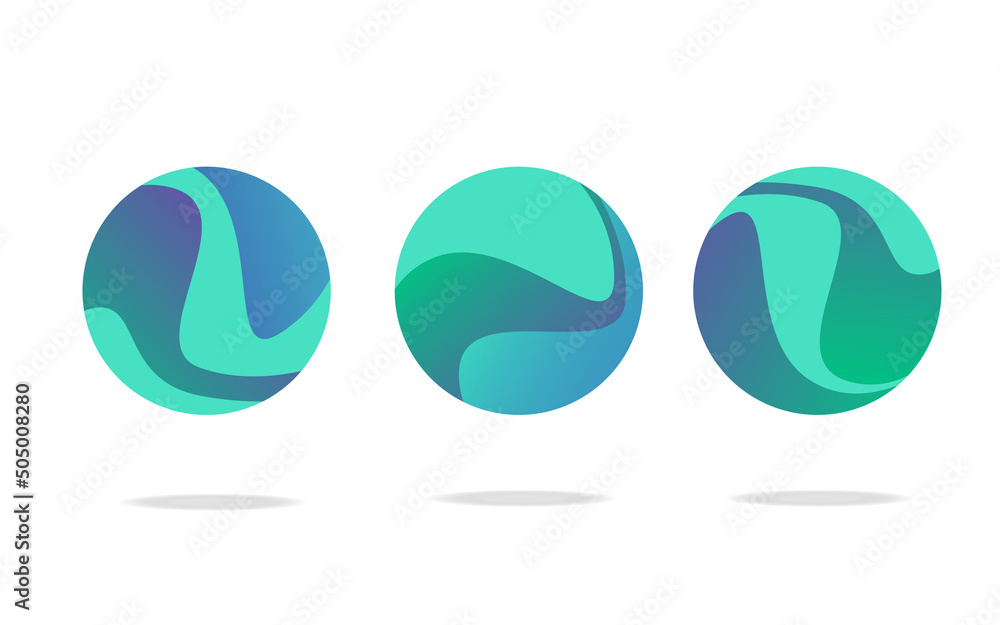 Set of round abstract badges, icons or shapes in mint, green and blue colors. Set of round abstract badges, icons or shapes in mint, green and blue colors.