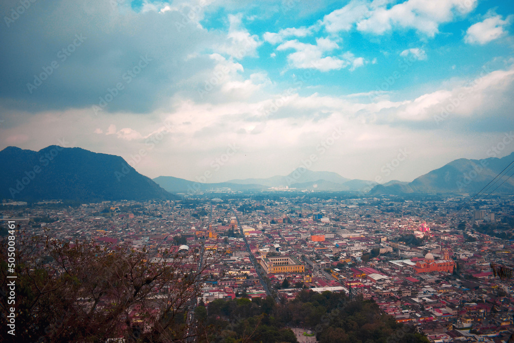 Aerial view of the city of Orizaba, Veracruz from Mount Borrego