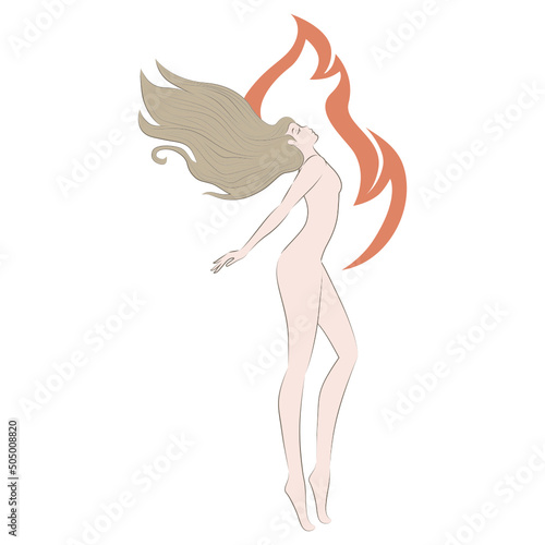 beautiful naked woman, vector illustration