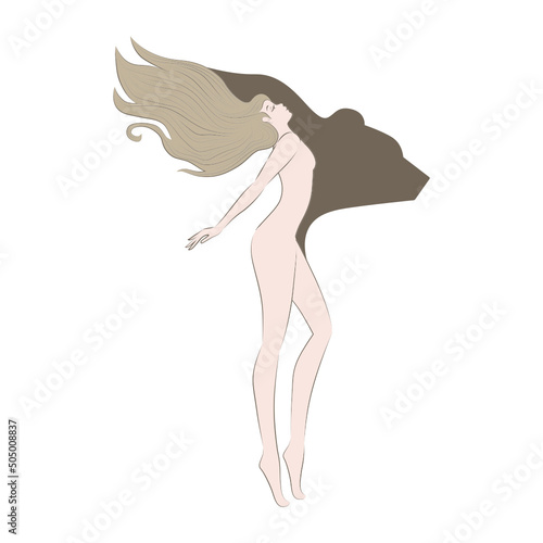beautiful naked woman, vector illustration