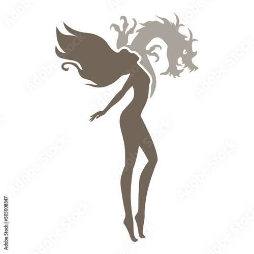 beautiful naked woman, vector illustration