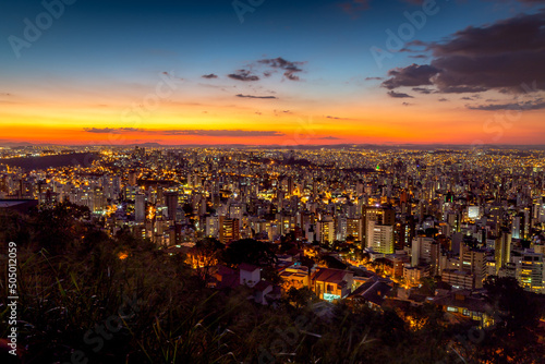 Sunset view of Belo Horizonte, Minas Gerais, Brazil.