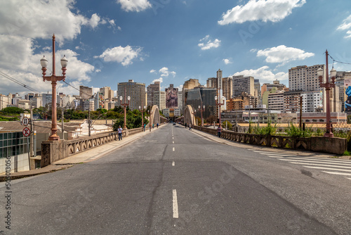 View of the Santa Tereza Viaduct. City of Belo Horizonte. Blue sky. Urban landscape. photo