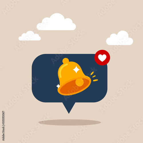 Notification bell alert icon with color object. new alert concept for social media element. Bell alert with notification vector render isolated background.