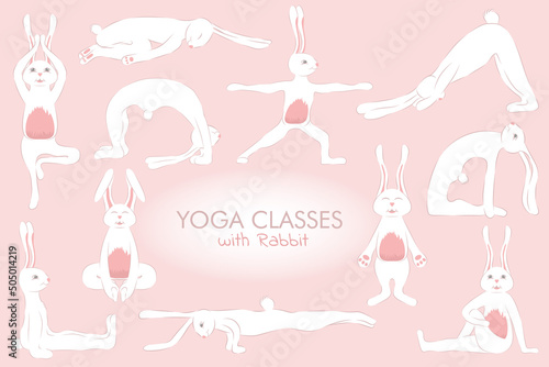 Yoga Classes with Rabbit different poses set