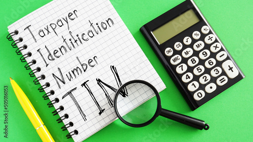 Billede på lærred Taxpayer Identification Number is shown using the text