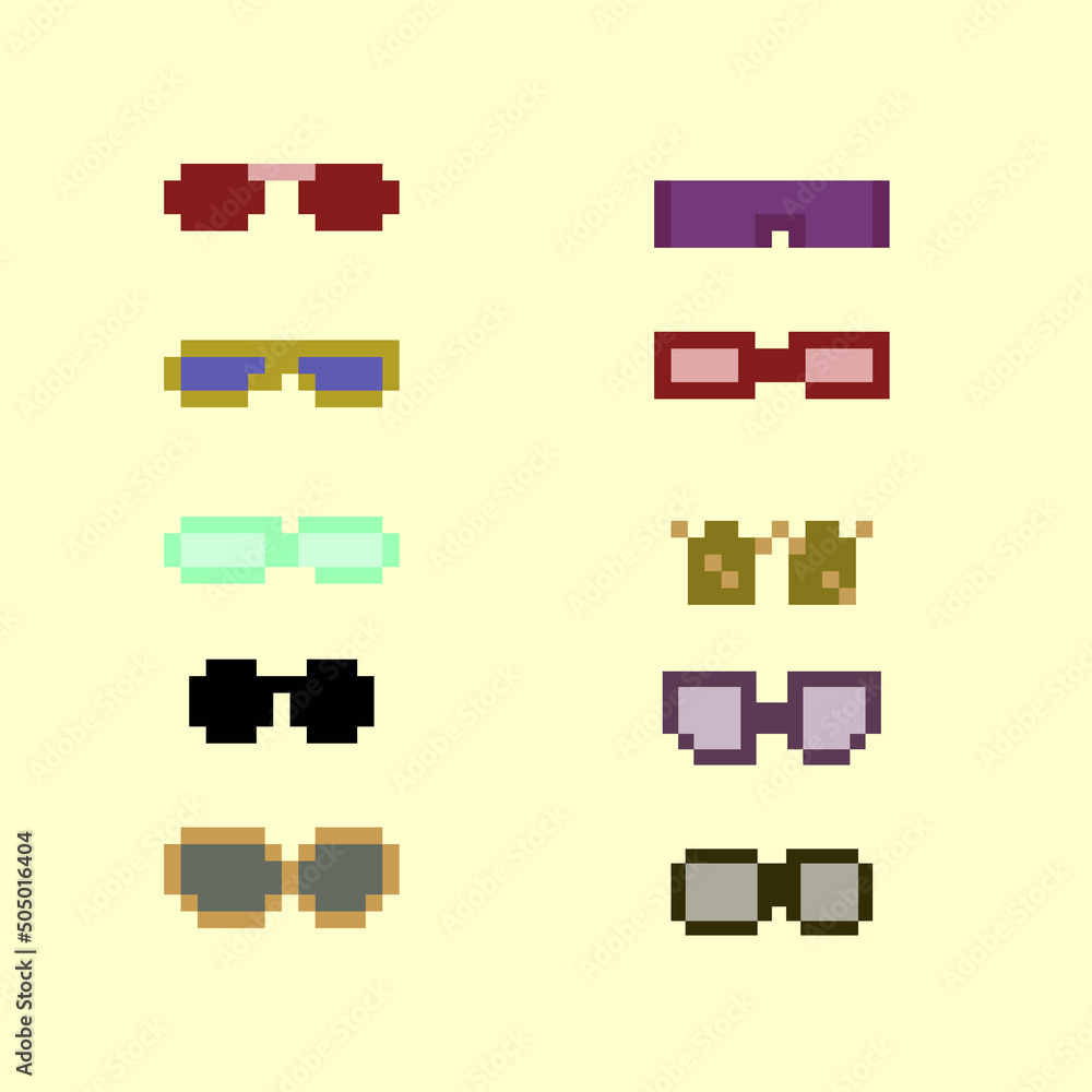 Vector eyeglass frame or sunglasses with pixelated glasses. Pixel art ...