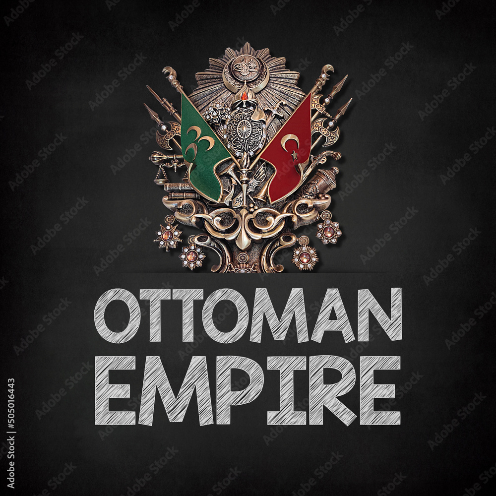 Ottoman Empire emblem, old Turkish symbol on chalkboard StockFoto