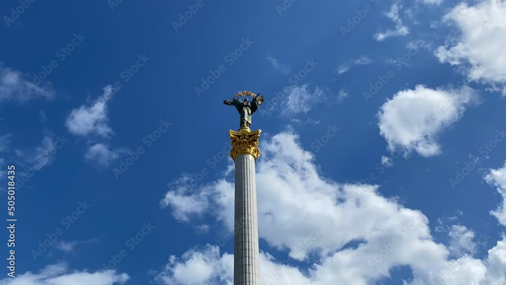 Monument on Independence Square in Kyiv, Ukraine. Symbol of the struggle of the Ukrainian people for freedom. Timelapse Monument on Independence Square in Kyiv, Ukraine. Symbol of the struggle of the Ukrainian people for freedom. Timelapse