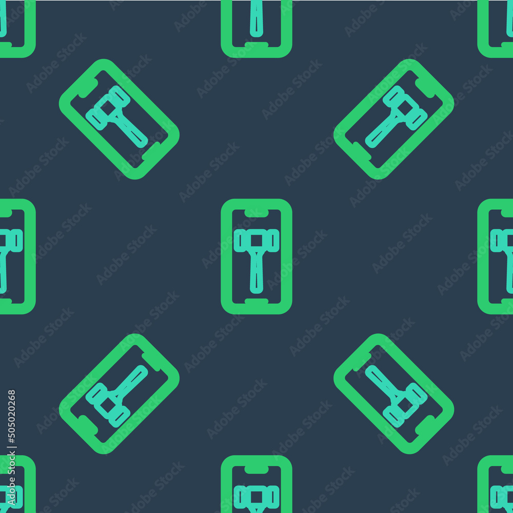 Line Online auction icon isolated seamless pattern on blue background. Bid sign. Auction bidding. Sale and buyers. Vector Line Online auction icon isolated seamless pattern on blue background. Bid sign. Auction bidding. Sale and buyers. Vector