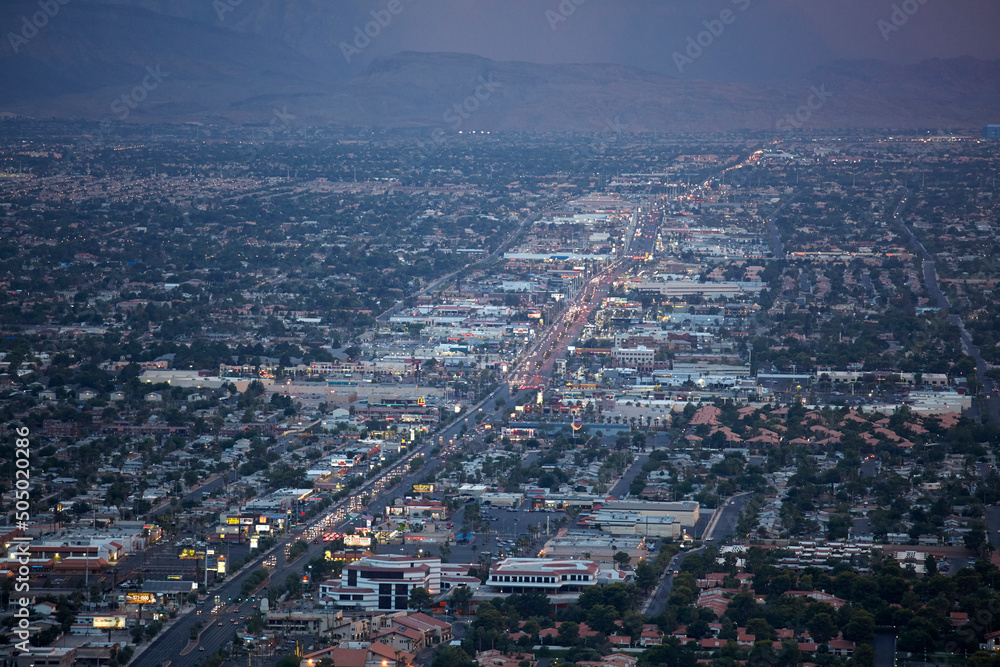 Fototapeta premium A view of Las Vegas looking from the Stratosphere Tower, Las Vegas, Nevada, United States