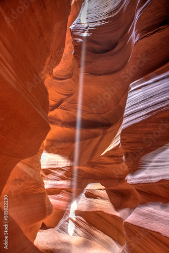 A beam of light in Upper Antelope Canyon, Arizona, United States