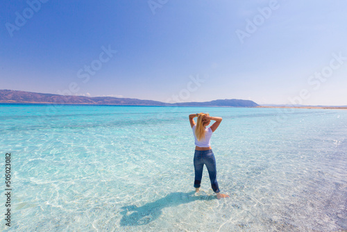 Salda Lake is a turquoise crater lake. Jezero Crater on Mars and Salda Lake in Burdur have similar geographical features and are known as Turkey's Maldives. photo