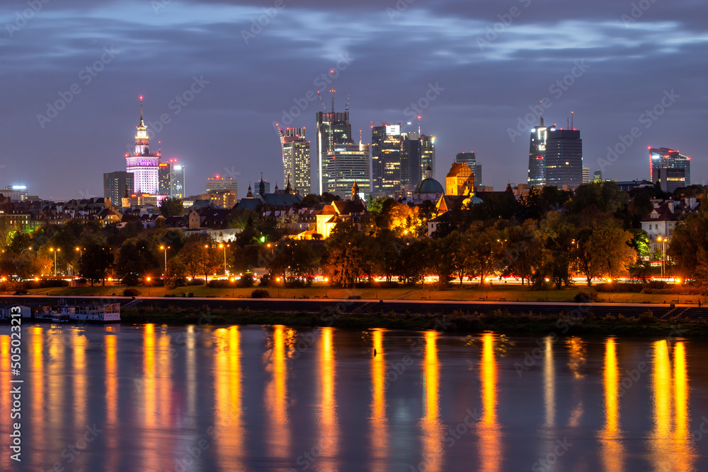 Panorama of the city of Warsaw, Poland.	 - obrazy, fototapety, plakaty 
