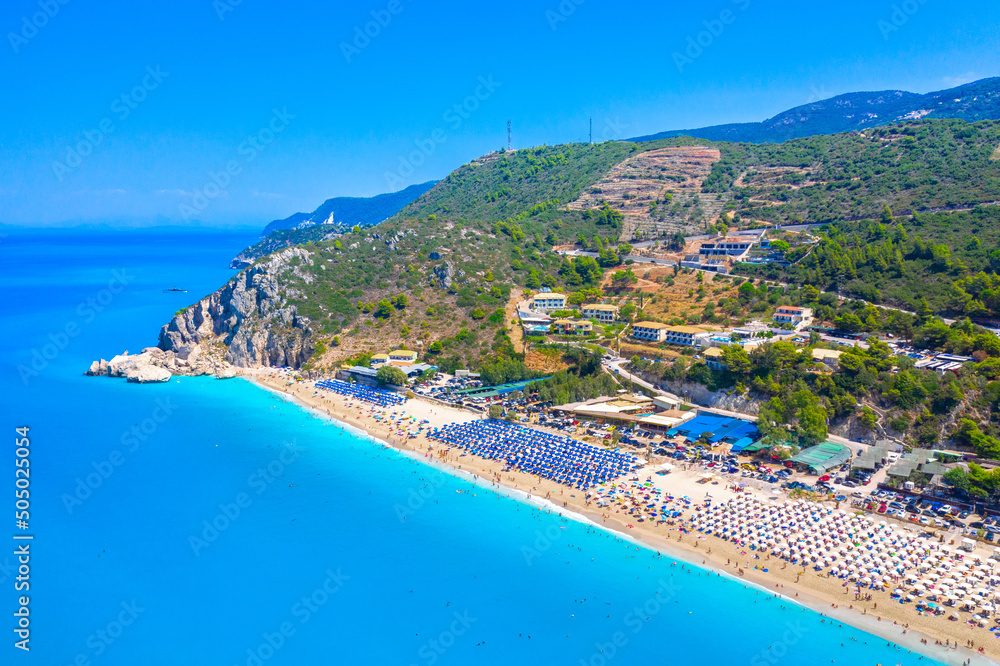 Famous Kathisma beach in Lefkada island, Greece.