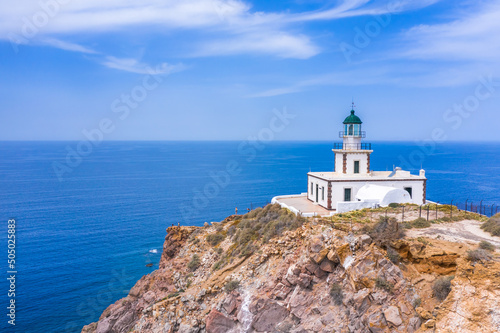 Lighthouse at Akrotiri, Santorini, Greece.