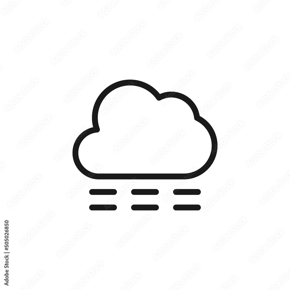 Forecast and weather concept. Minimalistic monochrome signs suitable for apps, sites, advertisement. Editable stroke. Vector line icon of rain or fog under cloud Forecast and weather concept. Minimalistic monochrome signs suitable for apps, sites, advertisement. Editable stroke. Vector line icon of rain or fog under cloud
