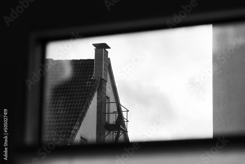 old abandoned building through the window