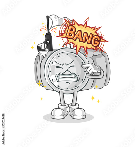 wristwatch warning shot mascot. cartoon vector