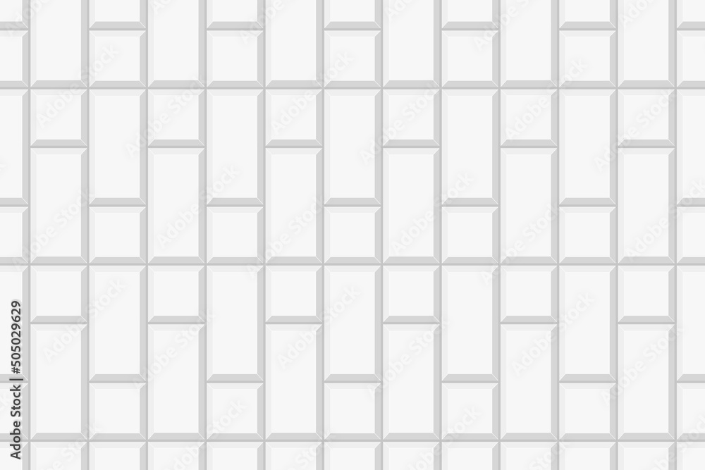 Rectangle and square tile layout. Ceramic or brick white wall seamless pattern. Kitchen backsplash or bathroom floor background. Interior or facade texture. Vector flat illustration Rectangle and square tile layout. Ceramic or brick white wall seamless pattern. Kitchen backsplash or bathroom floor background. Interior or facade texture. Vector flat illustration
