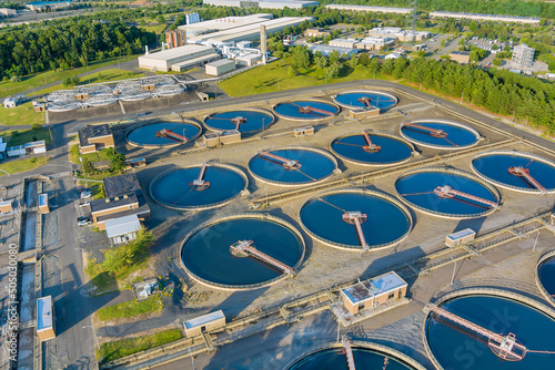 Wastewater treatment infrastructure the treatment facilities with aerial view