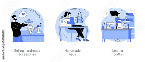 Selling handmade accessories isolated cartoon vector illustrations se