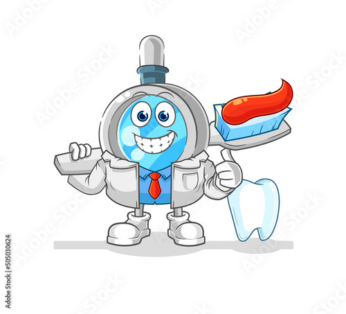magnifying glass dentist illustration. character vector