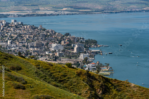View of the city of Tiberias and The Sea of Galilee in Israel
 photo