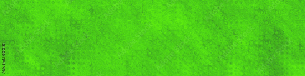 Abstract pattern with green circles. Panorama wide banner with spirals.
