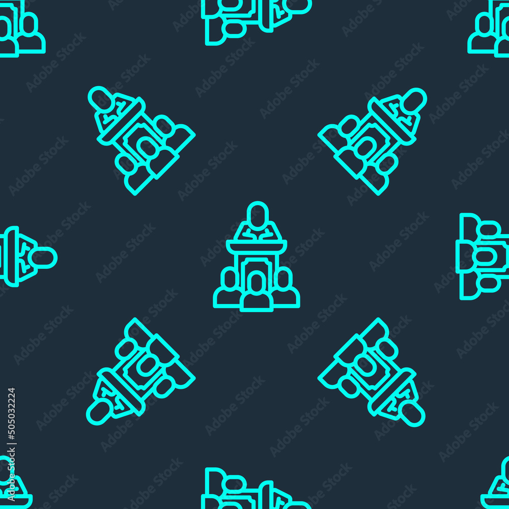 Green line Auction auctioneer sells icon isolated seamless pattern on blue background. Auction business, bid and sale. Vector Green line Auction auctioneer sells icon isolated seamless pattern on blue background. Auction business, bid and sale. Vector