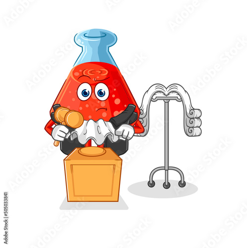 chemical tube judge holds gavel. character vector