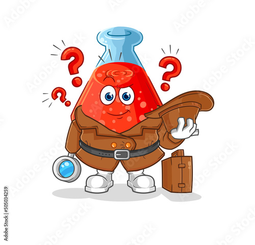 chemical tube detective vector. cartoon character